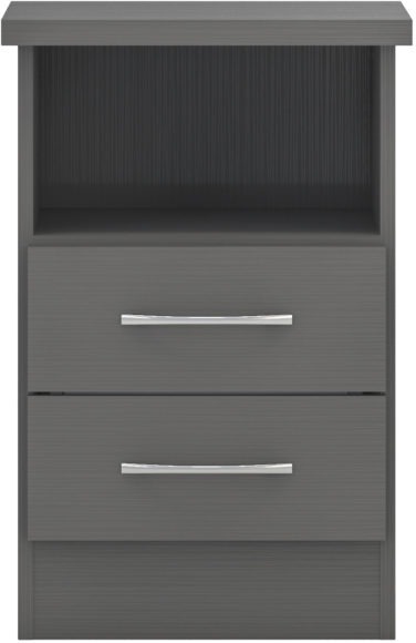 Seconique Nevada 2 Drawer Bedside 3D Effect Grey