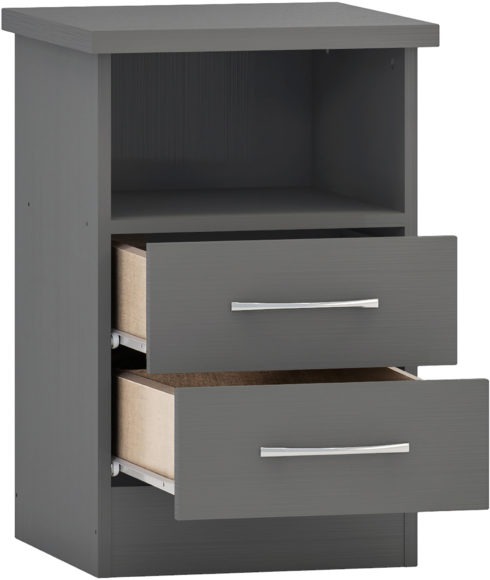 Seconique Nevada 2 Drawer Bedside 3D Effect Grey
