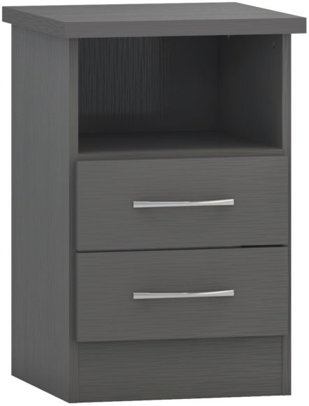 seconique Nevada 2 Drawer Bedside 3D Effect Grey