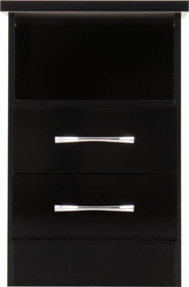 Seconique Nevada 2 Drawer Bedside Black Gloss