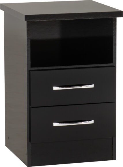 seconique Nevada 2 Drawer Bedside Black Gloss