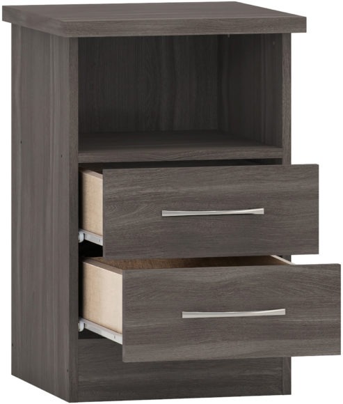 Seconique Nevada 2 Drawer Bedside Black Wood Grain