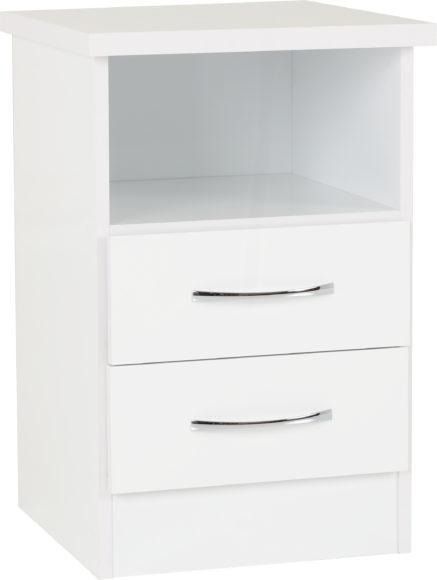 Seconique Nevada 2 Drawer Bedside White Gloss