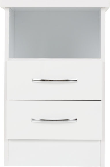 Seconique Nevada 2 Drawer Bedside White Gloss