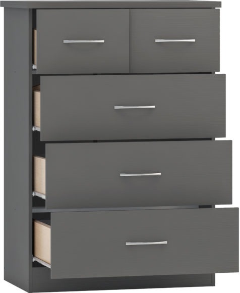 Seconique Nevada 3+2 Drawer Chest 3D Effect Grey
