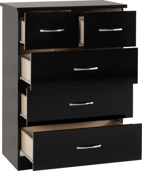 Seconique Nevada 3+2 Drawer Chest Black Gloss