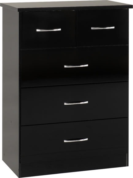 seconique Nevada 3+2 Drawer Chest Black Gloss