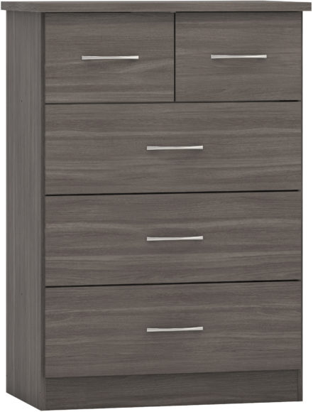 seconique Nevada 3+2 Drawer Chest Black Wood Grain