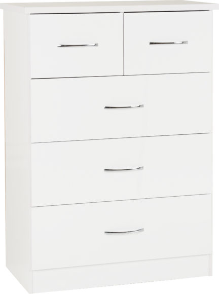 Seconique Nevada 3+2 Drawer Chest White Gloss