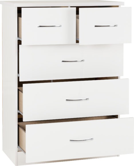 Seconique Nevada 3+2 Drawer Chest White Gloss