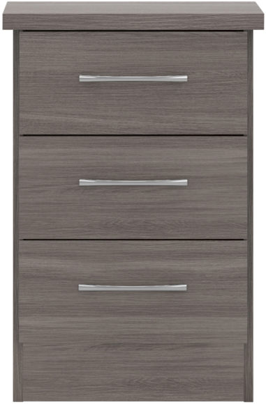 Seconique Nevada 3 Drawer Bedside Black Wood Grain