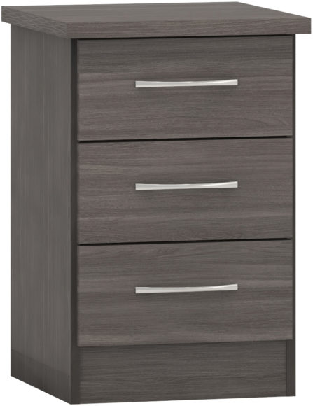 seconique Nevada 3 Drawer Bedside Black Wood Grain