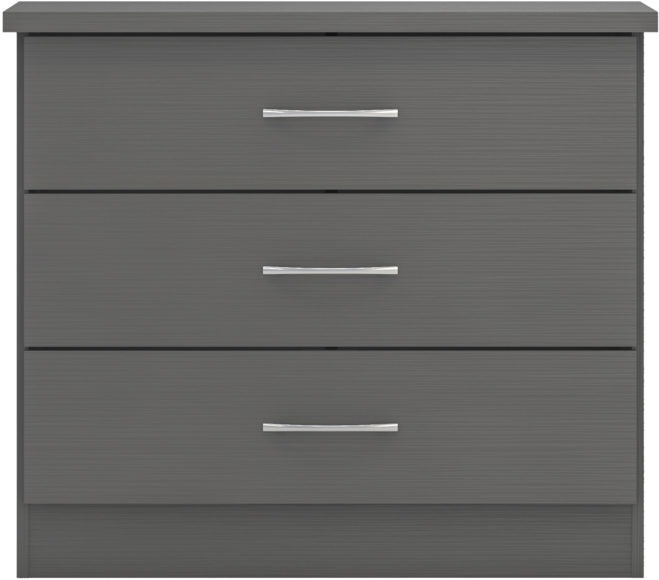 Seconique Nevada 3 Drawer Chest 3D Effect Grey