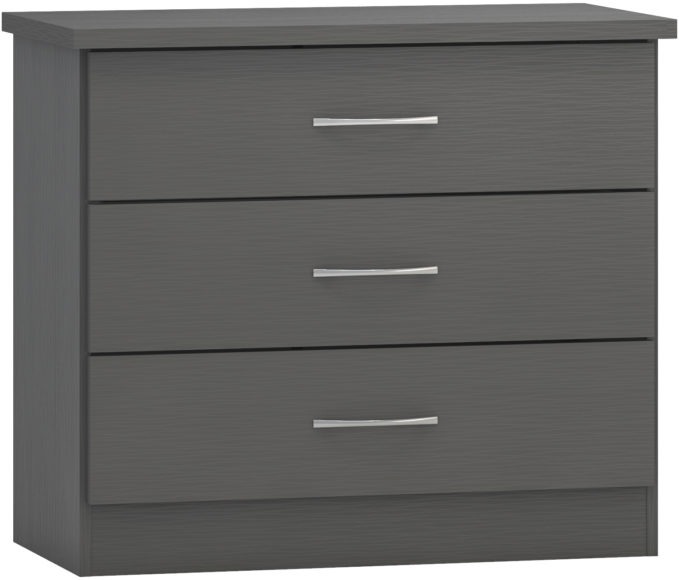 seconique Nevada 3 Drawer Chest 3D Effect Grey