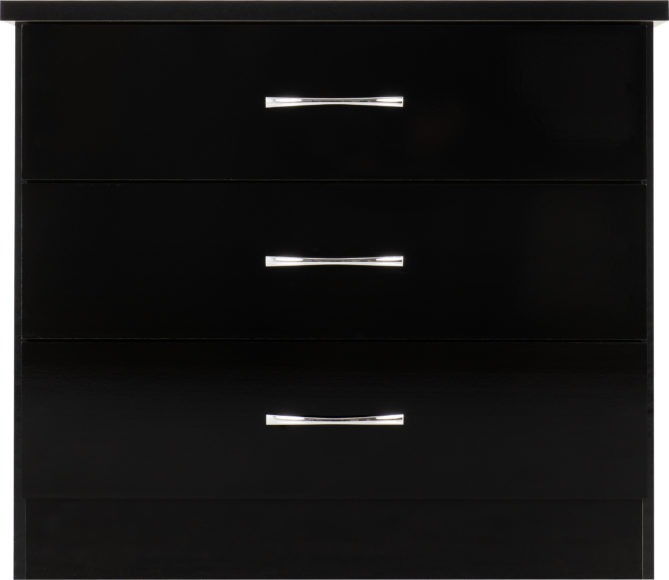 Seconique Nevada 3 Drawer Chest Black Gloss