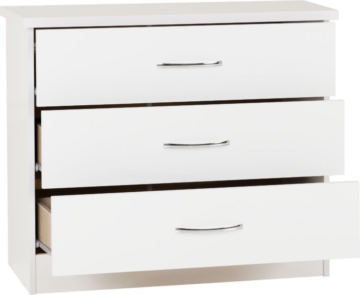 Seconique Nevada 3 Drawer Chest White Gloss