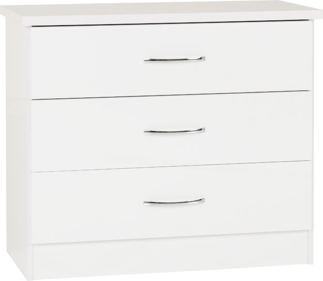seconique Nevada 3 Drawer Chest White Gloss