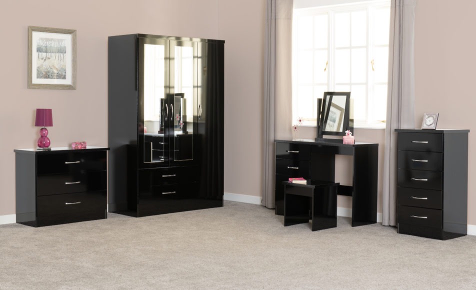 Seconique Nevada 5 Drawer Narrow Chest Black Gloss