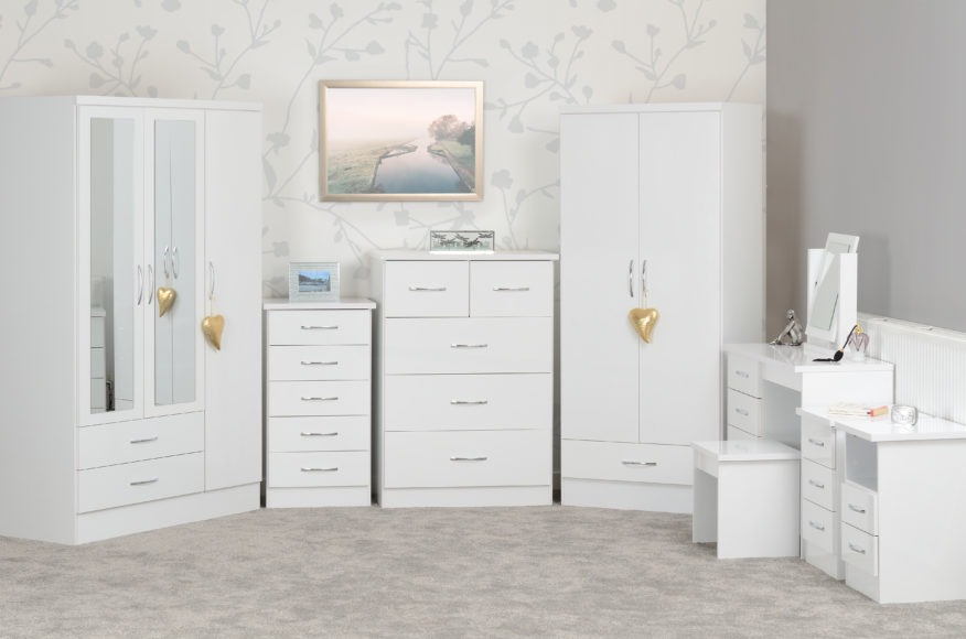seconique Nevada 5 Drawer Narrow Chest White Gloss