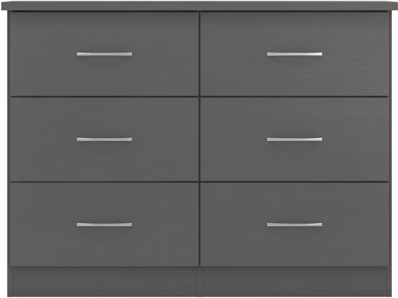Seconique Nevada 6 Drawer Chest 3D Effect Grey
