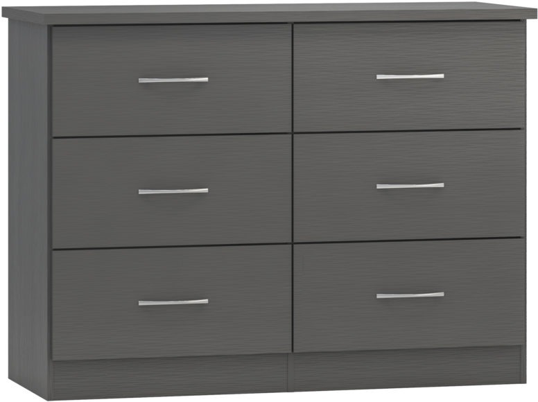 seconique Nevada 6 Drawer Chest 3D Effect Grey