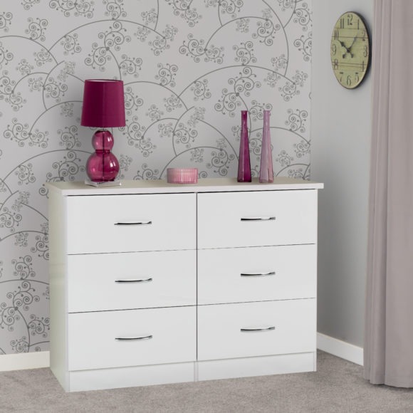 Seconique Nevada 6 Drawer Chest White Gloss