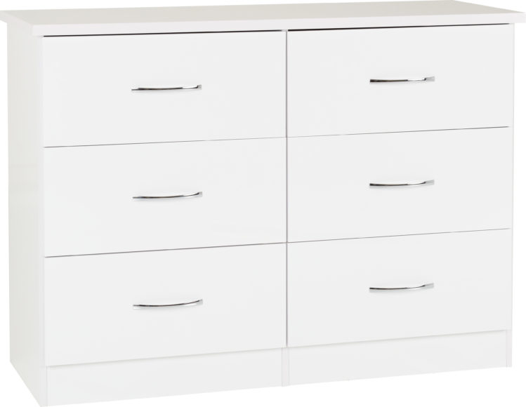 Seconique Nevada 6 Drawer Chest White Gloss