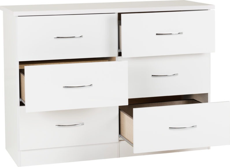 Seconique Nevada 6 Drawer Chest White Gloss