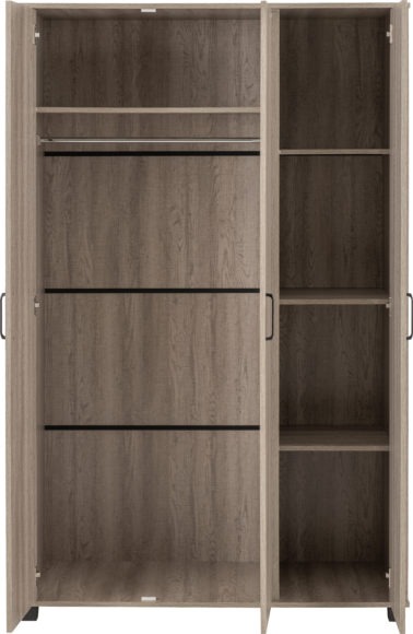 Seconique Oliver 3 Door Wardrobe Light Oak Effect