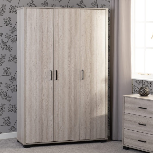 seconique Oliver 3 Door Wardrobe Light Oak Effect