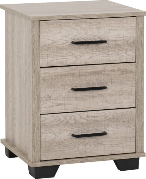 Seconique Oliver 3 Drawer Bedside Light Oak Effect