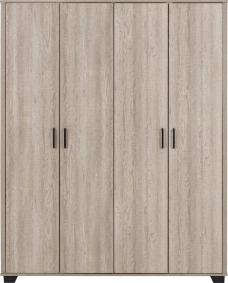 Seconique Oliver 4 Door Wardrobe Light Oak Effect