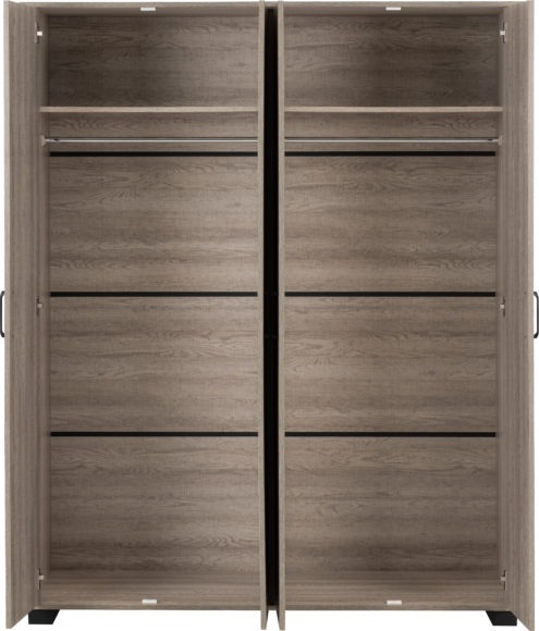 Seconique Oliver 4 Door Wardrobe Light Oak Effect