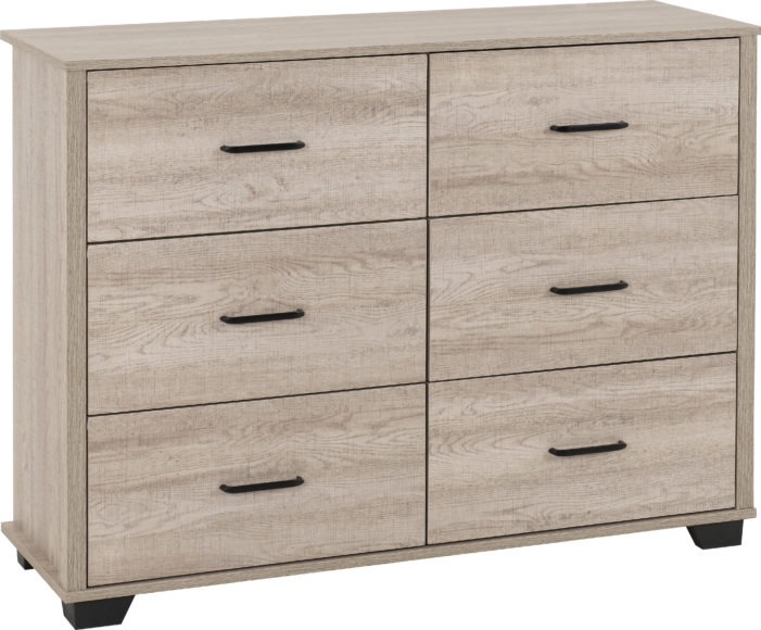 Seconique Oliver 6 Drawer Chest Light Oak Effect