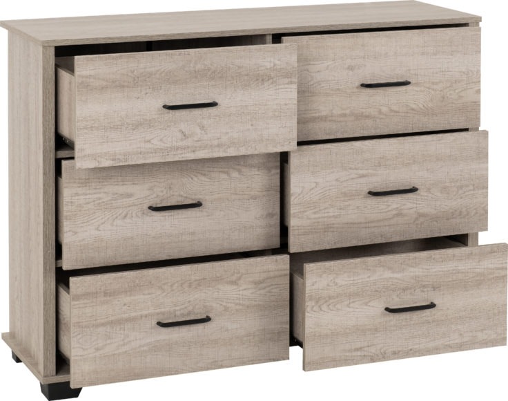 Seconique Oliver 6 Drawer Chest Light Oak Effect