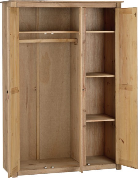 Seconique Panama 3 Door Wardrobe Natural Wax