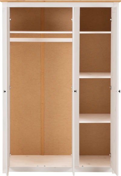 Seconique Panama 3 Door Wardrobe White/Natural Wax