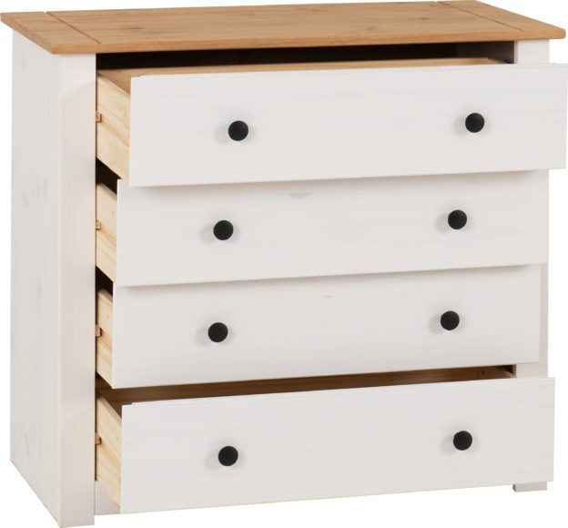 Seconique Panama 4 Drawer Chest White/Natural Wax