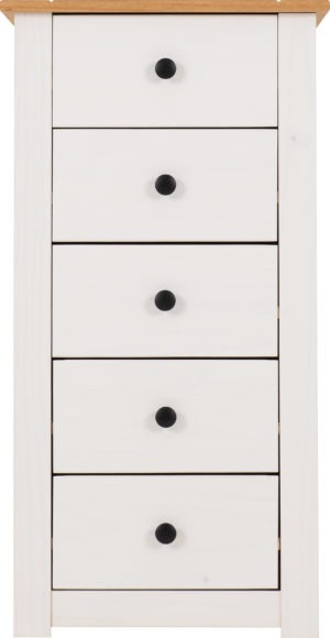 Seconique Panama 5 Drawer Chest White/Natural Wax
