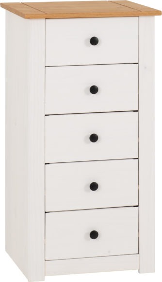 seconique Panama 5 Drawer Chest White/Natural Wax