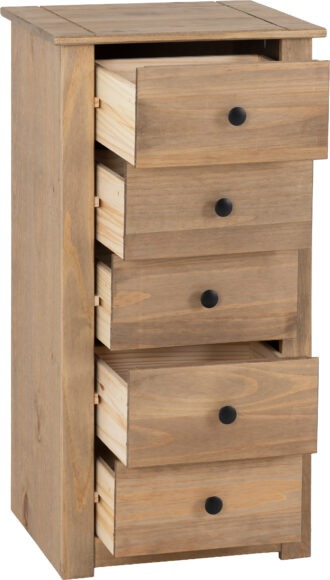 Seconique Panama 5 Drawer Narrow Chest Natural Wax