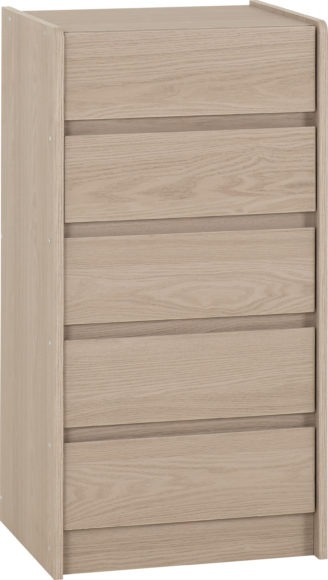 Seconique Paris 5 Drawer Chest Smoked Ash Effect