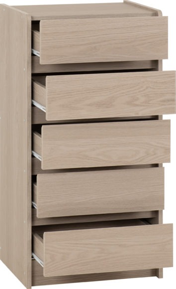 Seconique Paris 5 Drawer Chest Smoked Ash Effect