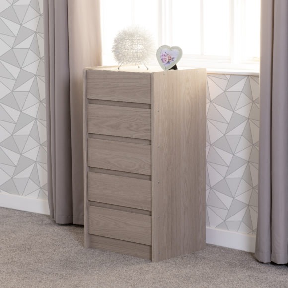 seconique Paris 5 Drawer Chest Smoked Ash Effect