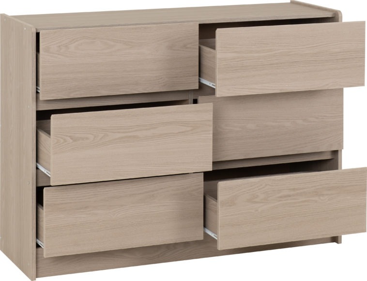 Seconique Paris 6 Drawer Chest Smoked Ash Effect