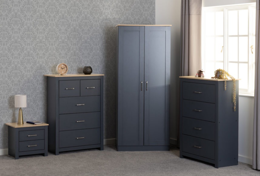 seconique Portland 2 Door Wardrobe Grey/Oak Effect