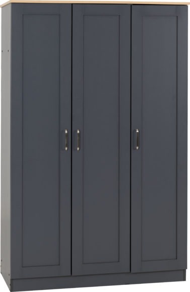seconique Portland 3 Door Wardrobe Grey/Oak Effect