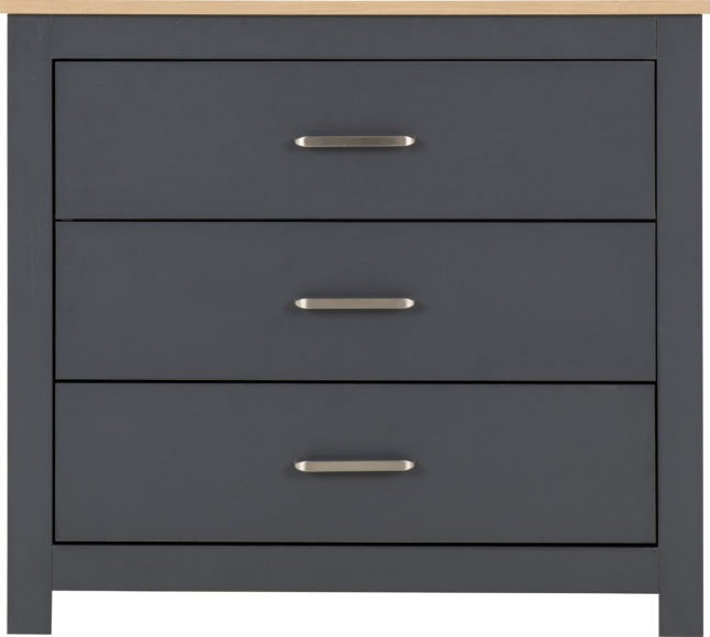 Seconique Portland 3 Drawer Chest Grey/Oak Effect