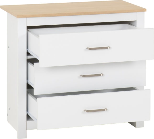 Seconique Portland 3 Drawer Chest White/Oak Effect