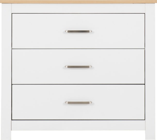 Seconique Portland 3 Drawer Chest White/Oak Effect